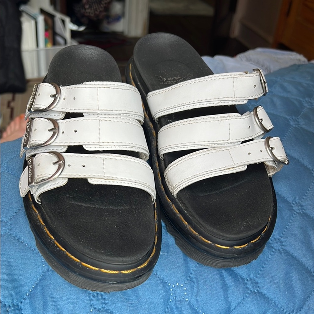 Dr. Martens Blaire White Hydro Leather Platform Sandals – Size 6